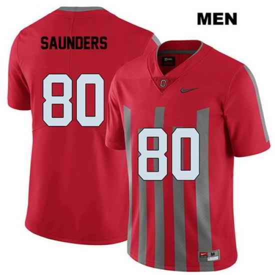 C.J. Saunders Elite Ohio State Buckeyes Authentic Stitched Mens  80 Nike Red College Football Jersey Jersey